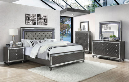 Refino - California King Upholstered Bed - Gunmetal