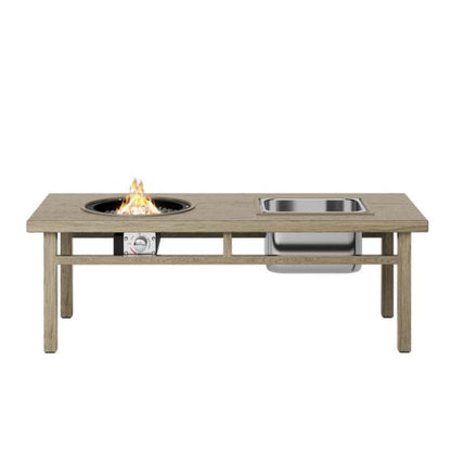 3 In 1 Outdoor Propane Fire Pit Table 50, 000 BTU With Ice Bucket - Beige