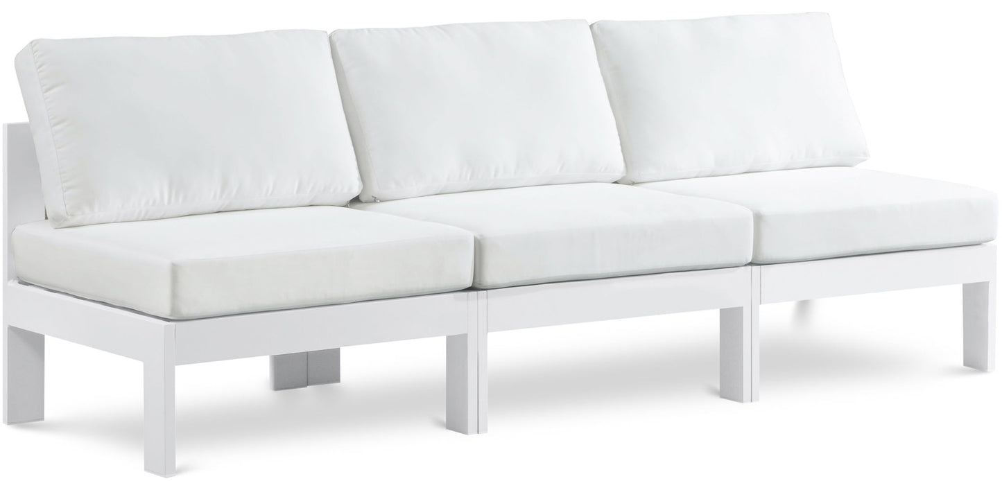 Nizuc - Outdoor Patio 3 Seat Armless Modular Sofa With White Frame