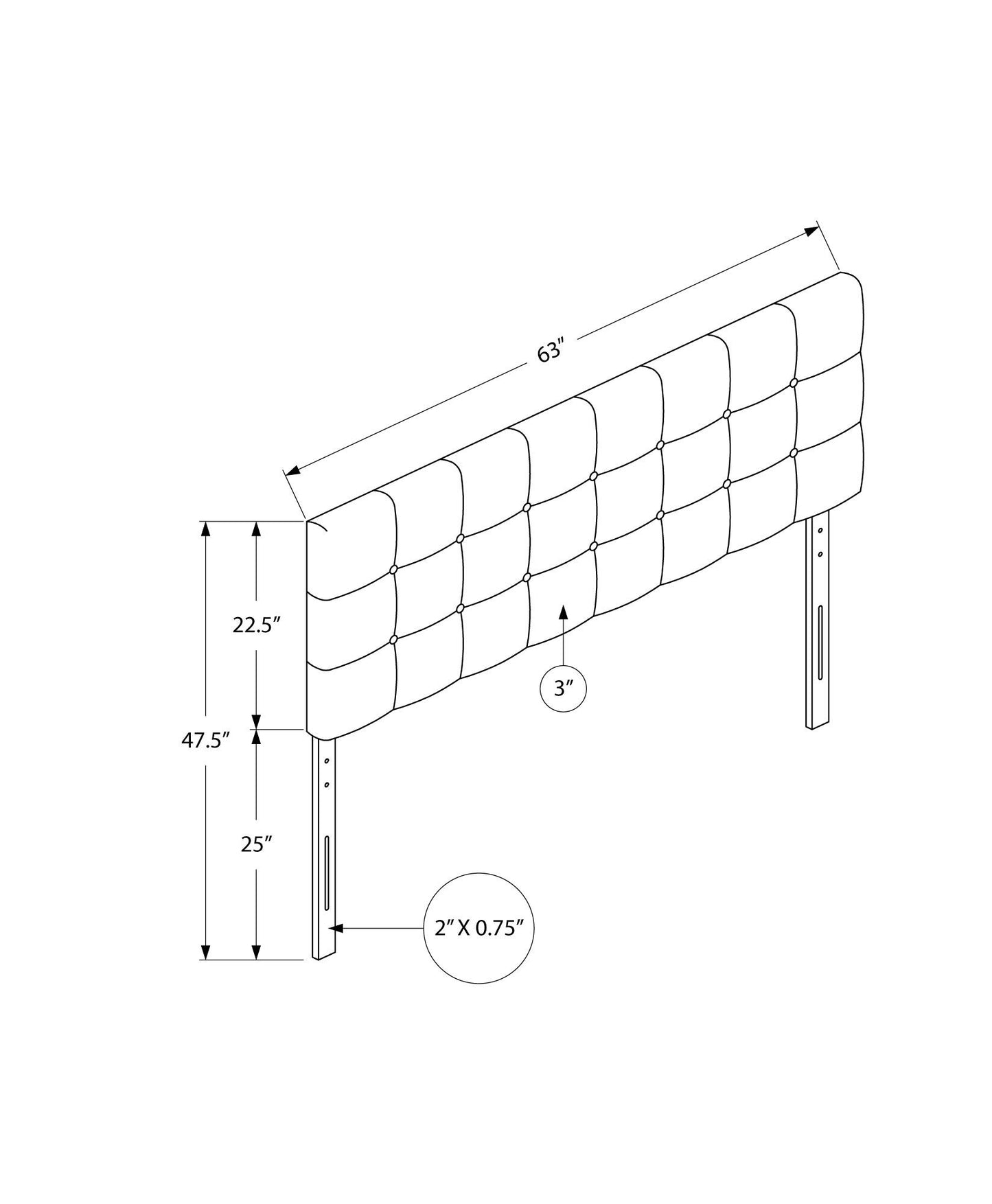 Queen Size, Bed Headboard Only, Upholstered, Transitional - Brown