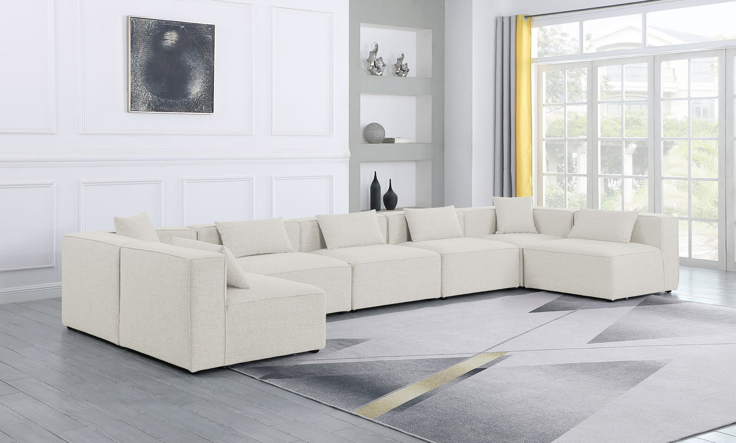 Cube - Linen 7 Piece Modular U-Shaped Sectional