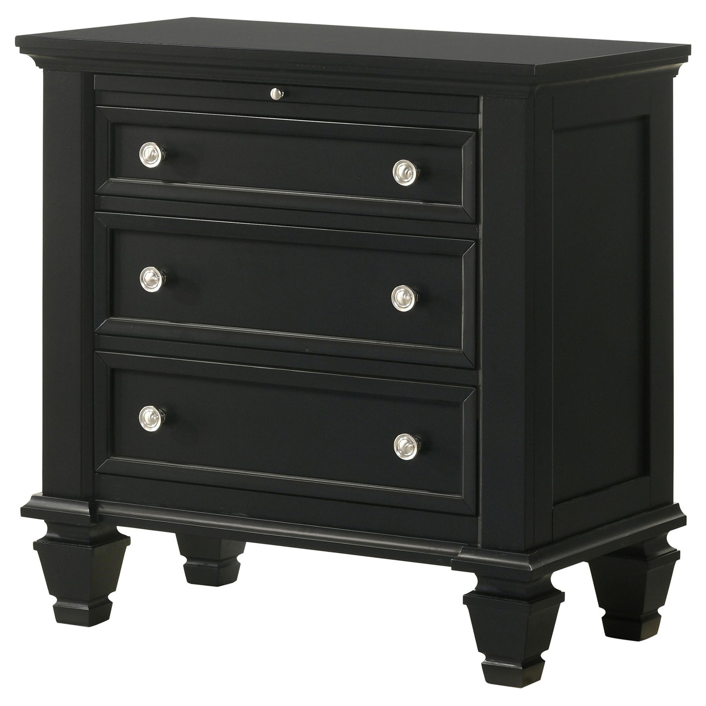 3 Drawer Nightstand With Pull Out Tray - Black