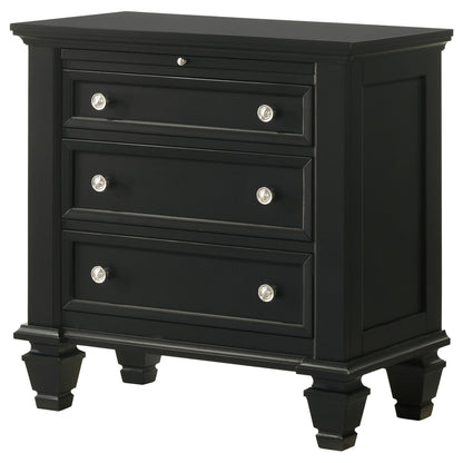 3 Drawer Nightstand With Pull Out Tray - Black