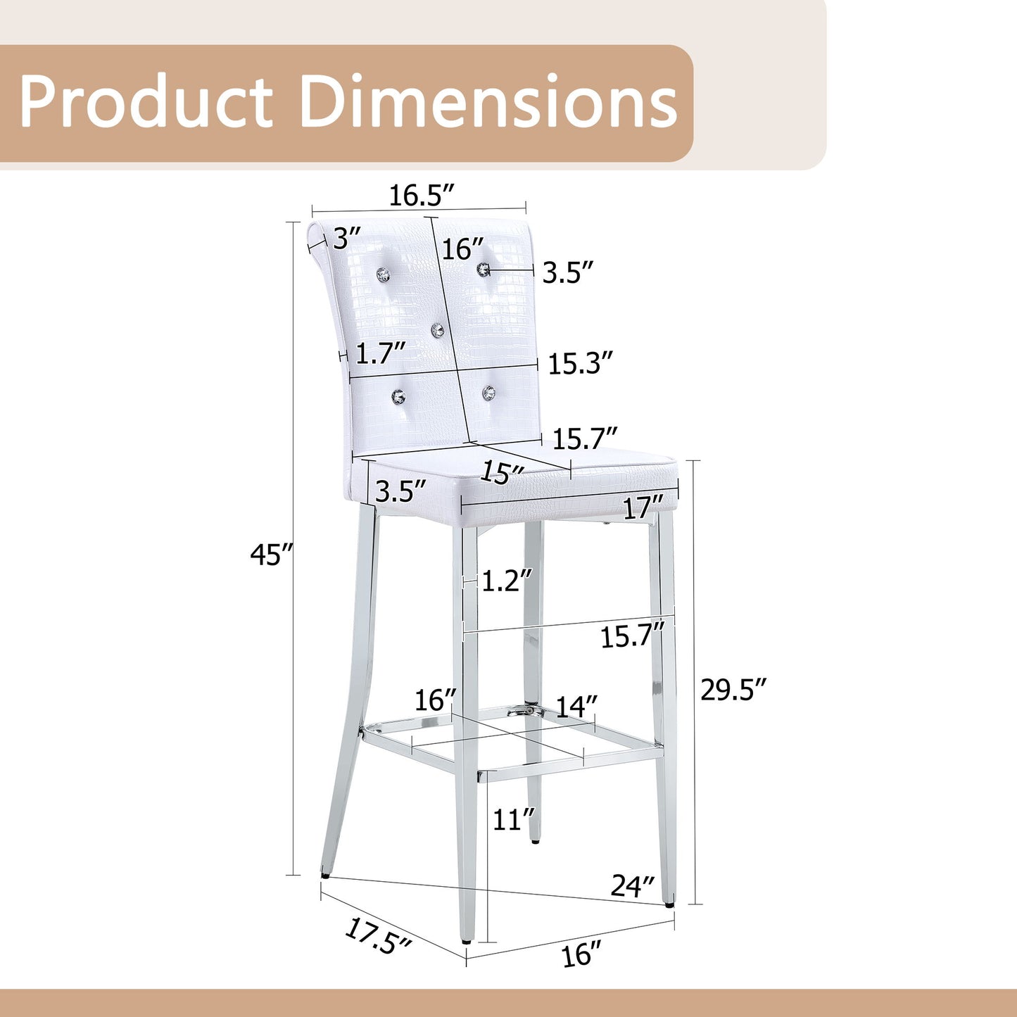 Bar Chairs & Crystal Clasp Design (Set of 2)
