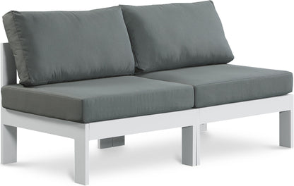 Nizuc - Outdoor Patio 2 Seat Armless Modular Sofa With White Frame