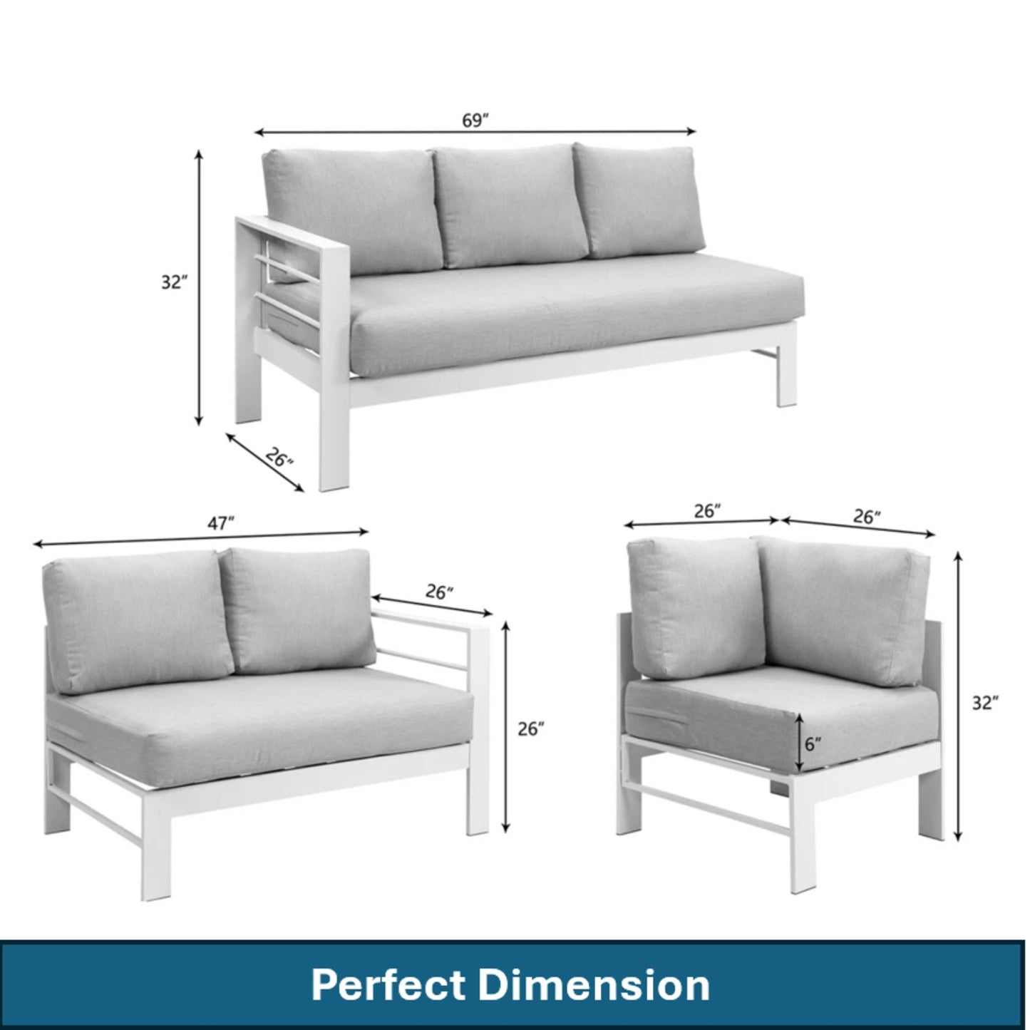 Outdoor Patio Set, All-Weather With Thick Cushions