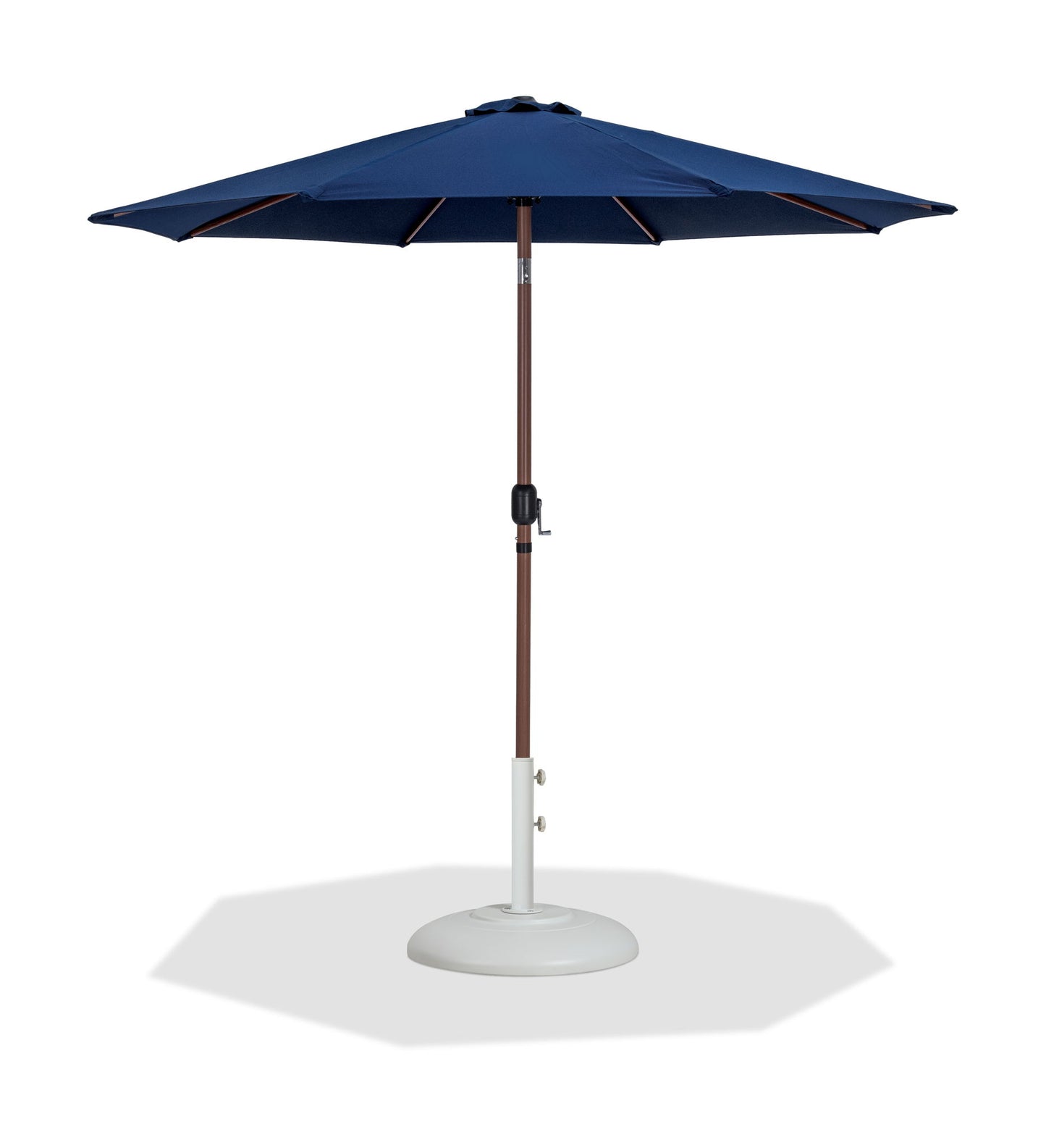 Fiji - Aluminum Patio Umbrella With Round White And Teak Base