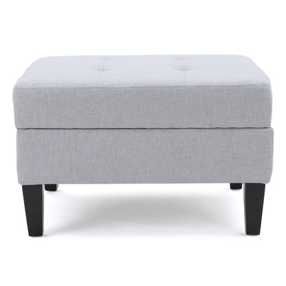 Storage Ottoman With Birch Wood Legs And Cushioned Top For Comfort