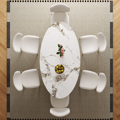 Steel Base Oval Sintered Stone Dining Table With Chairs