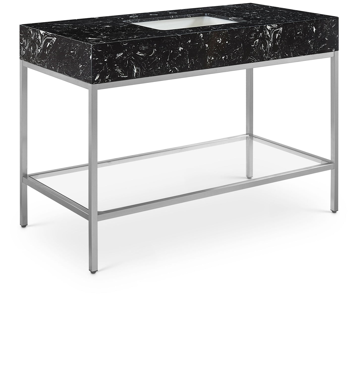 Marmo - Engineered Marble Bathroom Vanity With Chrome Base