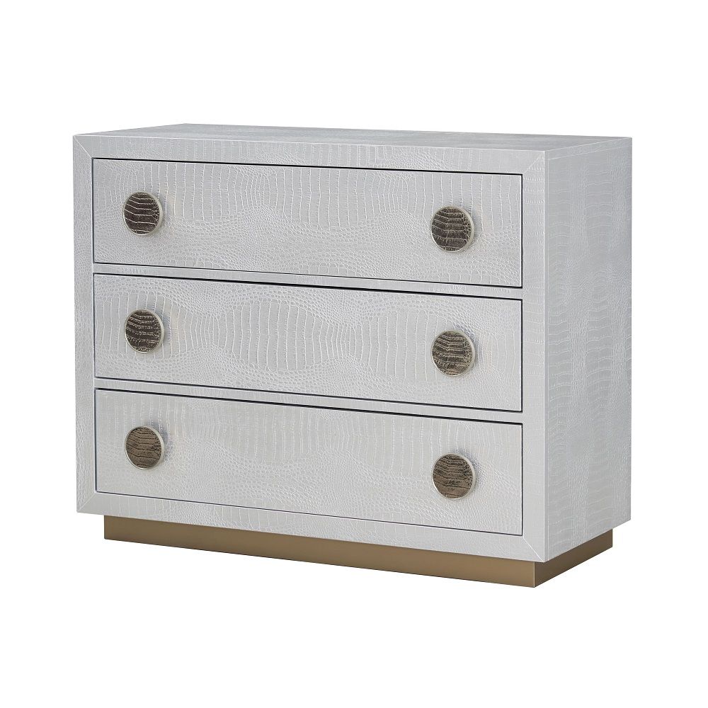 Anpu - Console Cabinet - Silver Faux Crocodile Skin