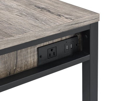 Disho - Writing Desk With USB - Light Weathered Oak & Black