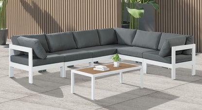 Nizuc - Outdoor Patio 6 Piece Modular Sectional With White Frame
