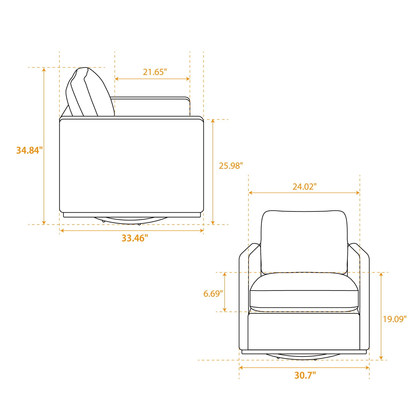 Modern Upholstered Square Swivel Accent Chair With 360 Degree Rotation