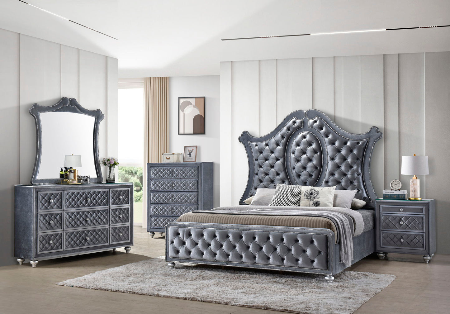 Voltare - Queen Bed - Gray