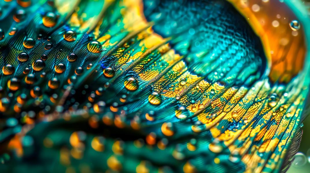 Peacock Droplets (Small) - Blue