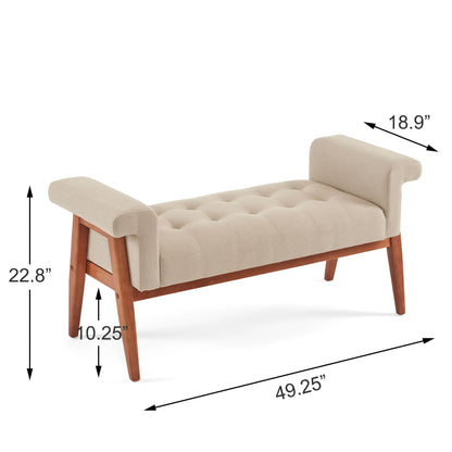 Elegant Tufted Ottoman - Beige / Brown