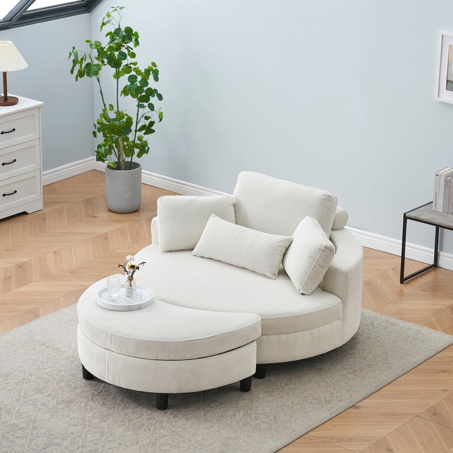 Sofa With Two Throw Pillows And A Waist Pillow With An Extra Tray For Comfortable Seating In Small Apartment Bedrooms
