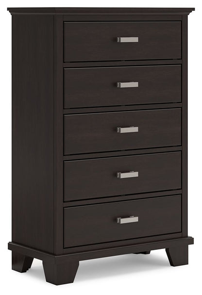 Covetown - Five Drawer Chest - Dark Brown