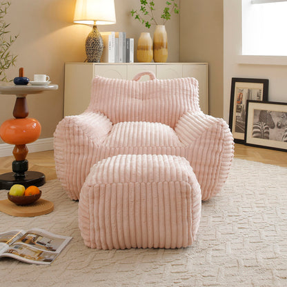 Giant Bean Bag Chair With Armrests And Footstool