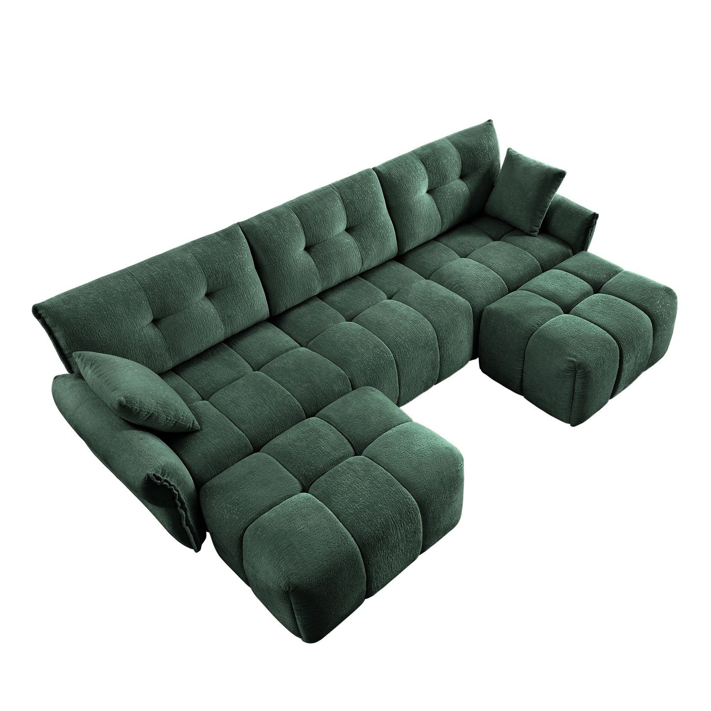 Sofa Set With Ottoman And Pillows, Textured, High Resilience Cushions