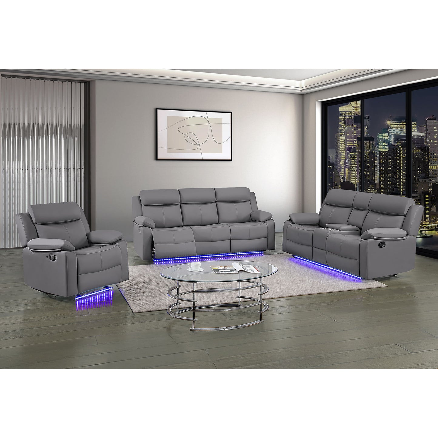 Blanche - Reclining Set With LED Lights With Pillow Top Arms