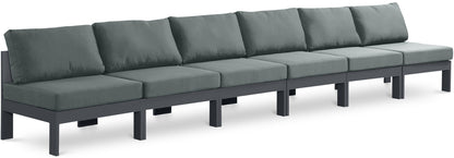 Nizuc - Outdoor Patio 6 Seat Armless Modular Sofa With Gray Frame