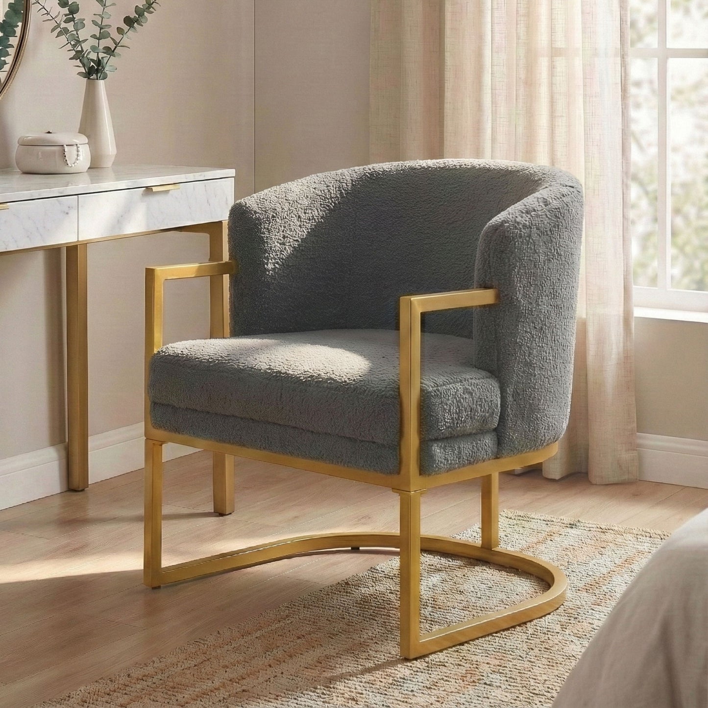 Upholstered Reading Accent Armchair For Living Room