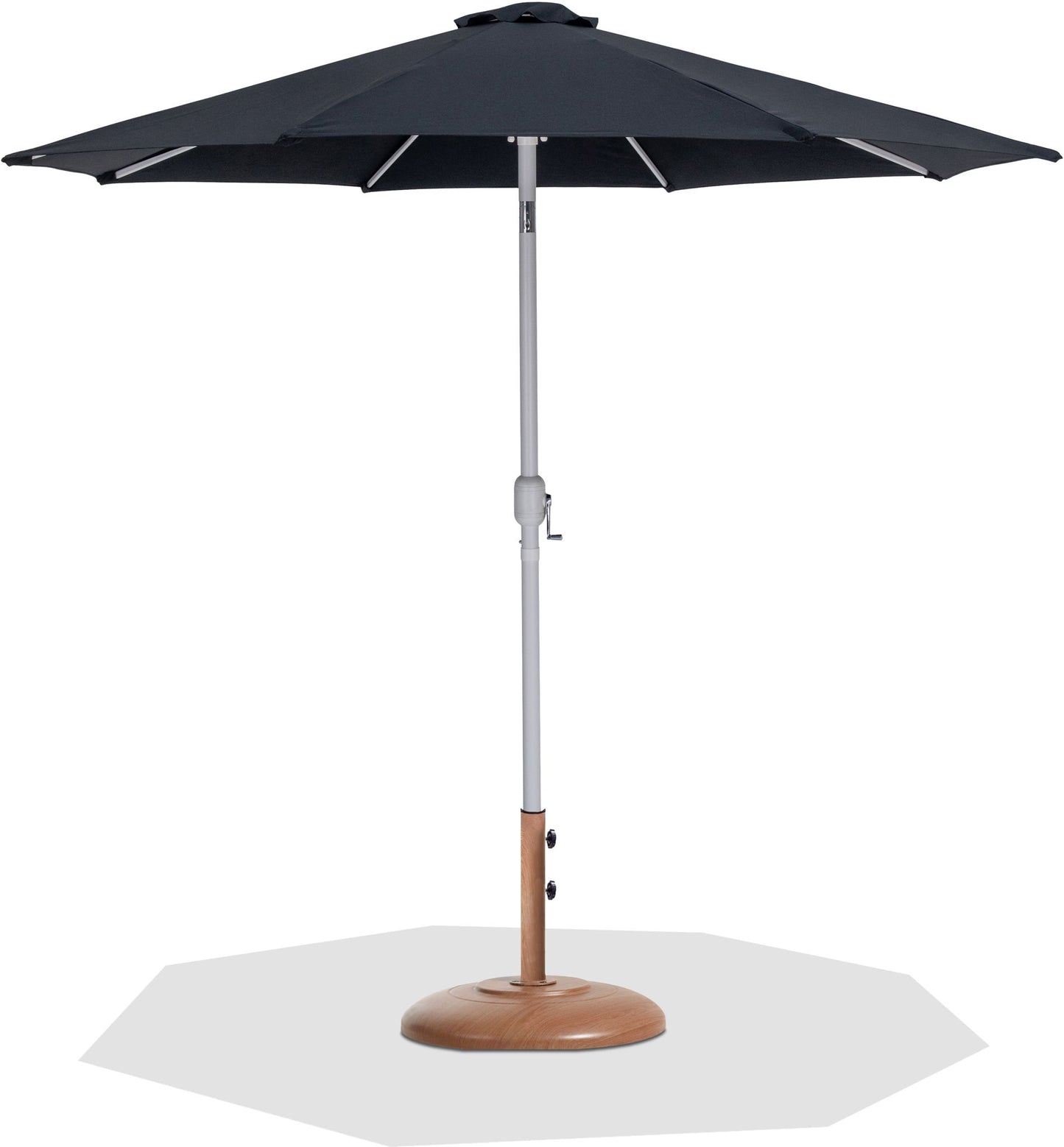 Fiji - Aluminum Patio Umbrella With Round Teak And White Base