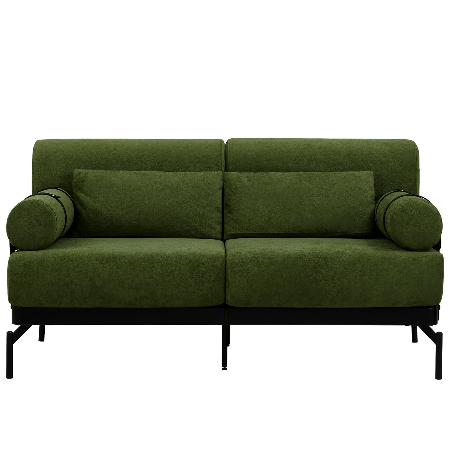 Modern Loveseat Sofa 2 Seater With USB Ports, Cylindrical Armrests