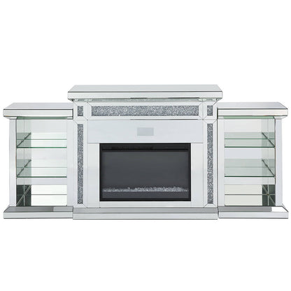 Noralie - Fireplace With LED & Bluetooth - Mirrored & Faux Diamonds