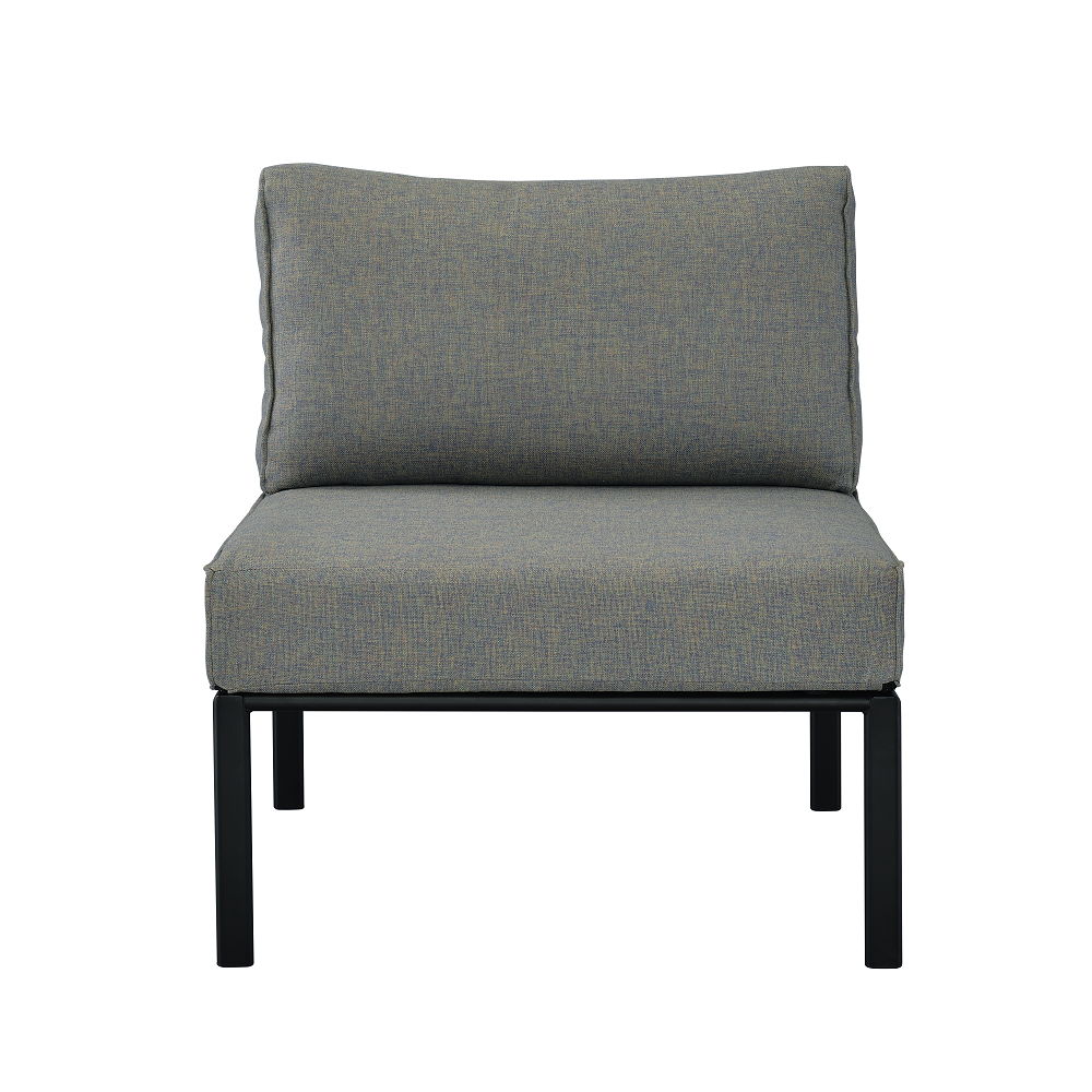 Rajni - Patio Armless Chair - Gray Fabric & Black