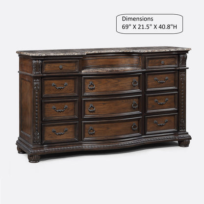 11 Drawer Dresser - Brown / Coffee