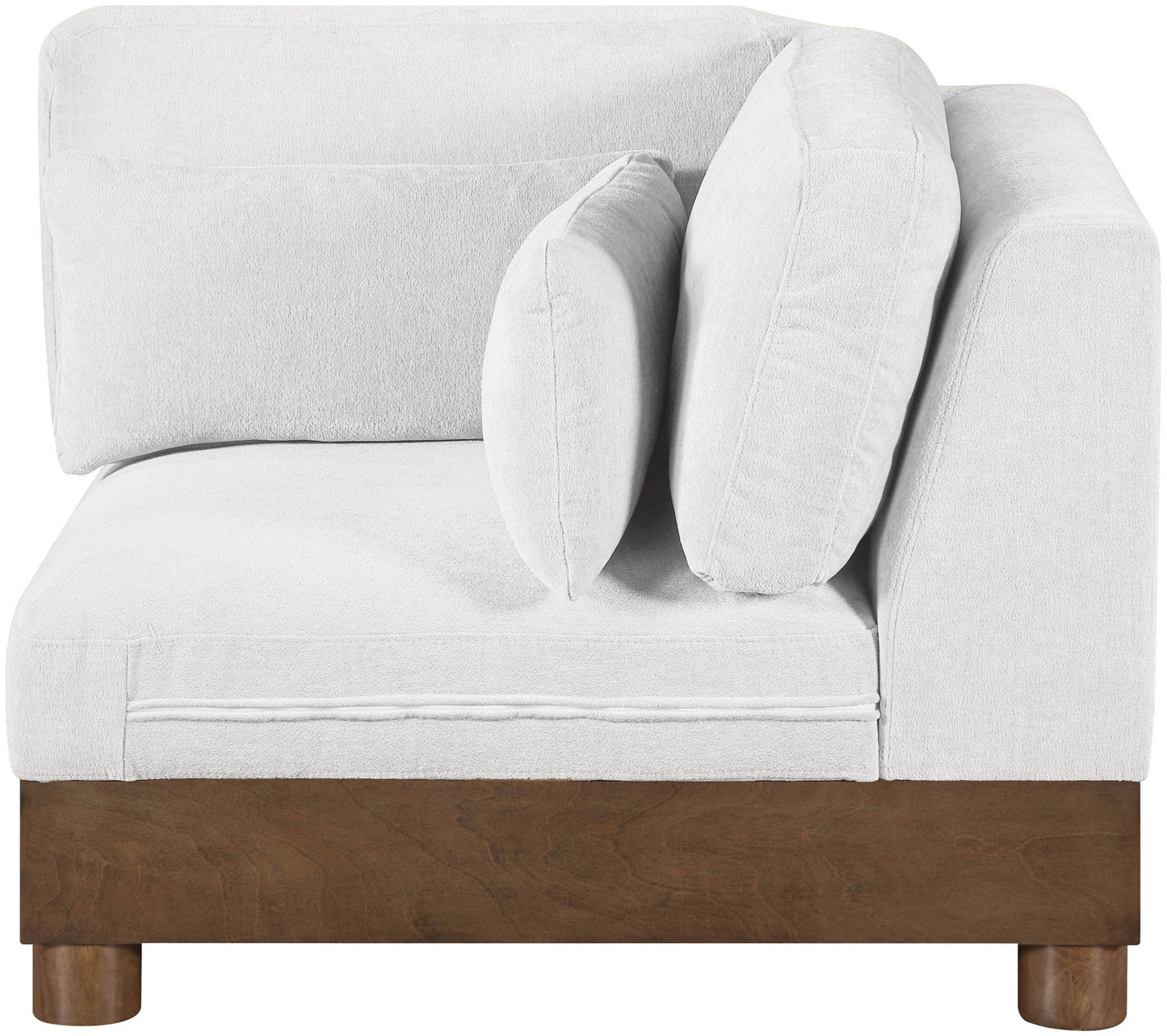 Turin - Chenille Fabric Upholstered Modular Corner Chair - Walnut Base