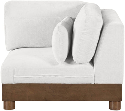 Turin - Chenille Fabric Upholstered Modular Corner Chair - Walnut Base