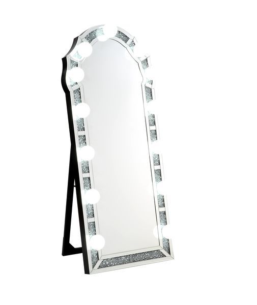 Noralie - 63" Accent Floor Mirror - Mirrored & Faux Diamonds