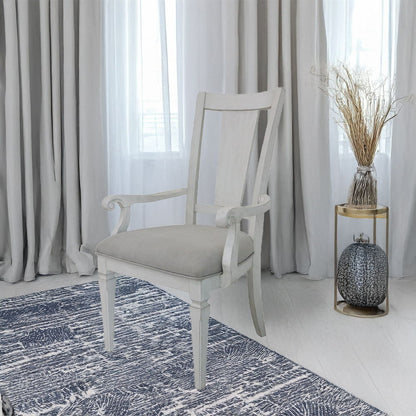 Katia - Arm Chair (Set of 2) - Light Gray Linen & Weathered White