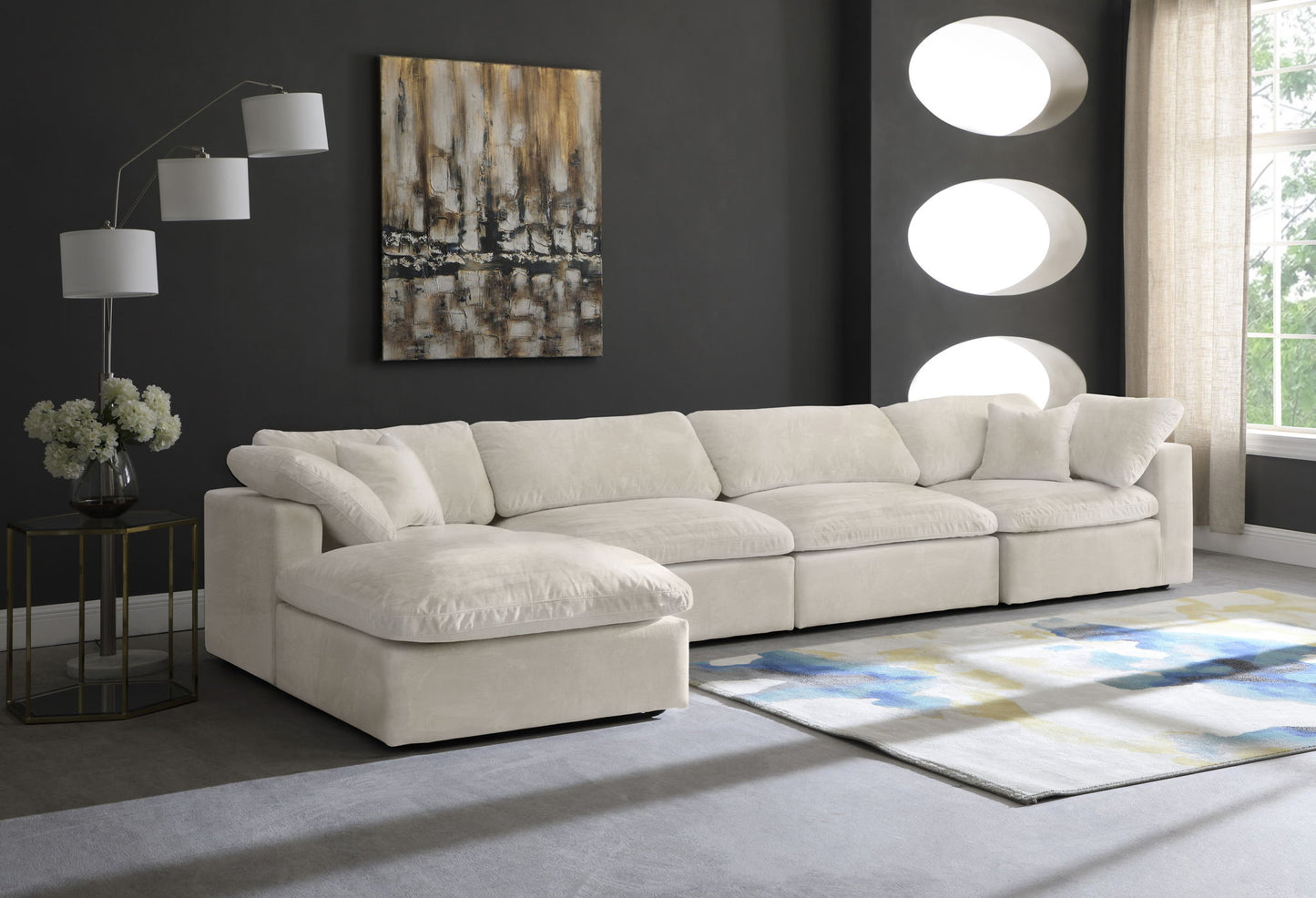 Cozy - 5 Piece Modular Sectional With Chaise