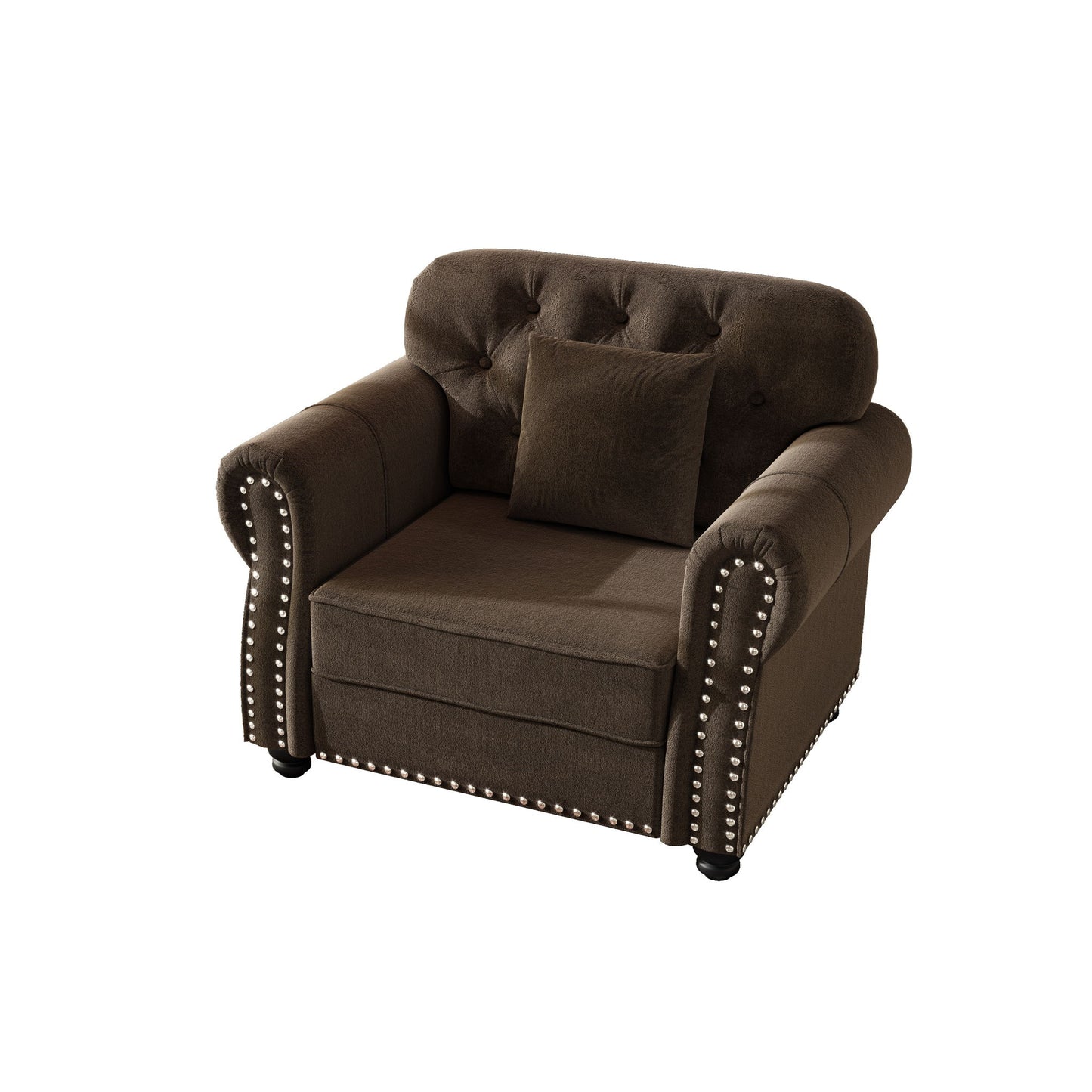 Sofa With Nailhead Trim And Rolled Armrests