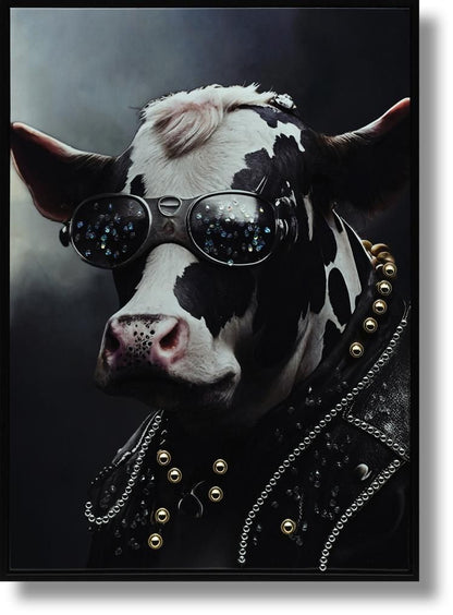 Studded Rebel Bovine - 21" x 29" Framed Wall Art