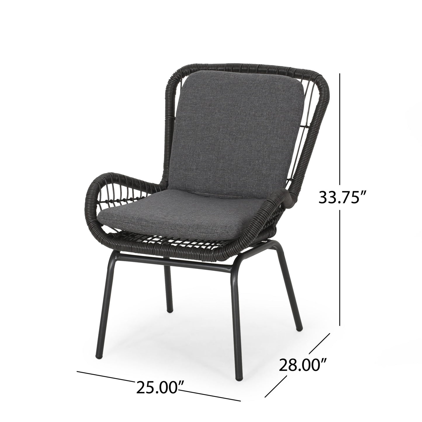 Outdoor Wicker Club Chair With Cushions (Set of 2)