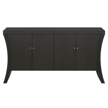 Refined Industrial 4 Door Credenza With Arc Legs & Clasps
