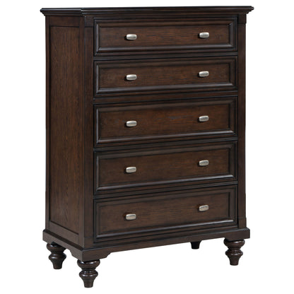 Berwick - 5 Drawer Chest With Felt Lined Top Drawers - Dark Oak