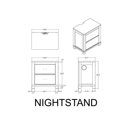 Augusta - Nightstand With Top, 2 Drawers, Block Feet - Beige Brown
