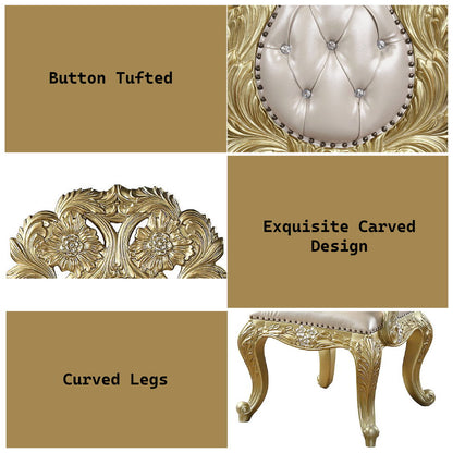 Cabriole - Arm Chair (Set of 2) - Light Gold Synthetic Leather & Gold