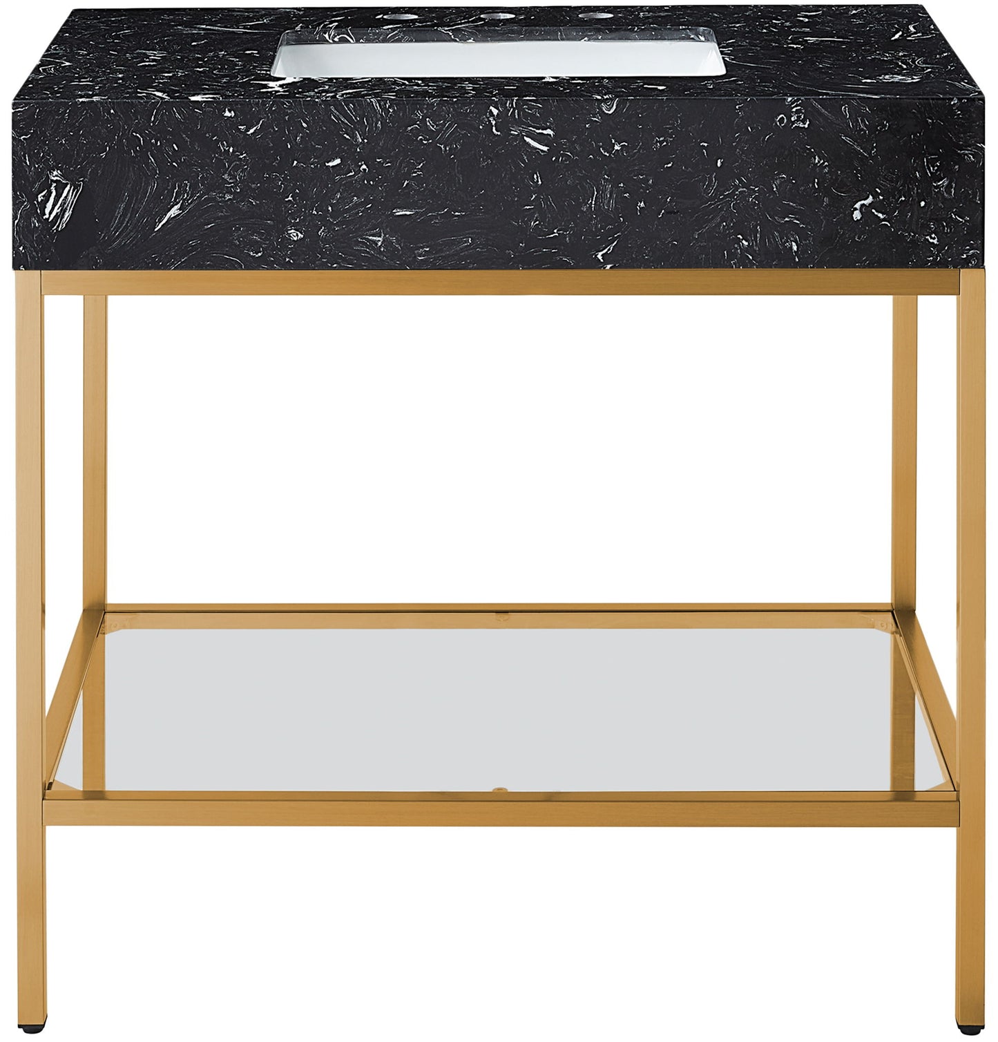 Marmo - Engineered Marble Bathroom Vanity With Gold Base