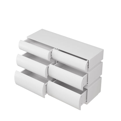 Minimalist Modern 6 Drawer Dresser, Handle Free Design With Wide Storage