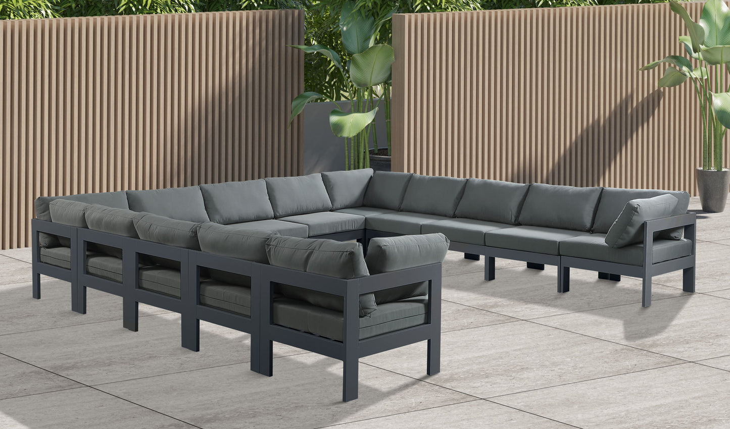 Nizuc - Outdoor Patio 13 Piece Modular Sectional With Gray Frame