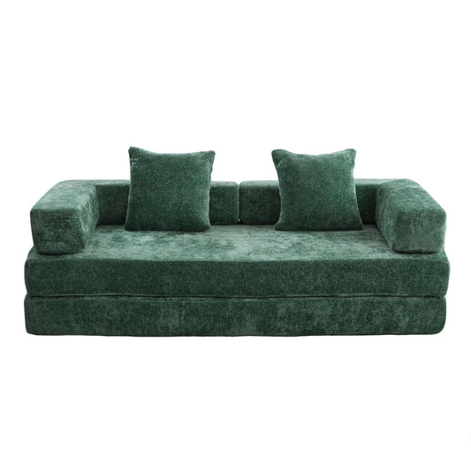 Convertible Floor Sofa Bed With Pillow Back Support Armrest