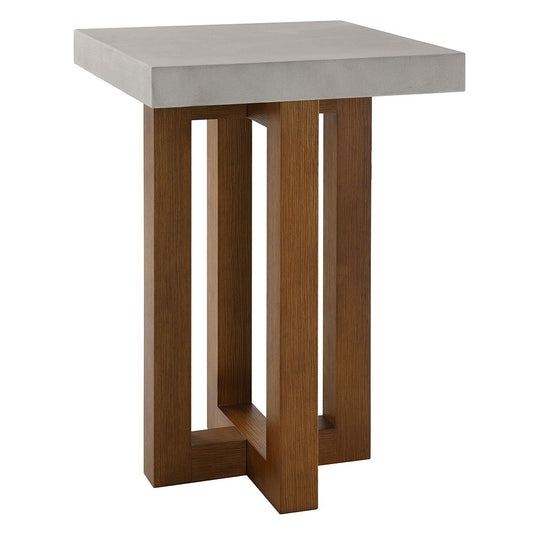 Keven - End Table - Faux Concrete Top & Walnut